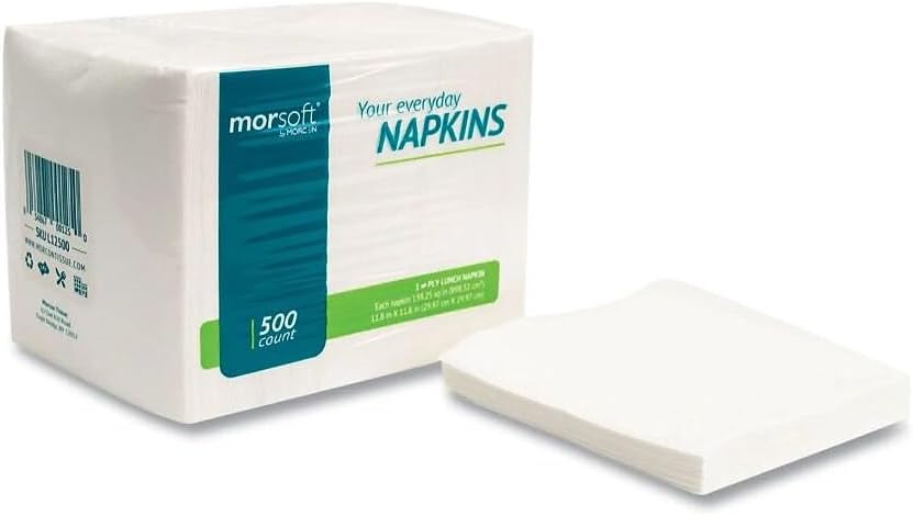 Morsoft 1/4 Fold Lunch Napkins, 1 Ply, 11.5" x 11.5", White, 6,000/Carton