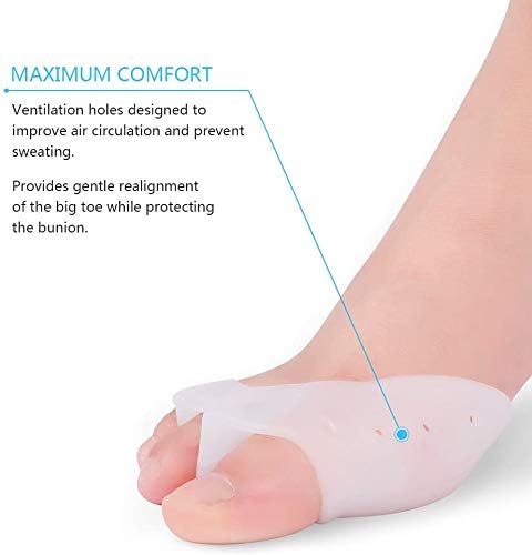 Bunion Corrector Relief Gel Toe Separator for Hammer Toe with Forefoot Pads Cushion, Silicone Toe Straightener Spacer Hallux Valgus for Men and Women, Easy Wear in Shoes (1 Pair with Pads)