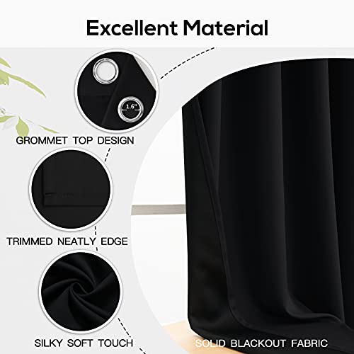 Blackout Curtains 84 inch Length, Thermal Insulated & Energy Efficiency Window Draperies for Guest Room, Full Shading Panels with Black Liner for Shift Worker and Light Sleepers, W52 x L84, Black by Yakamok - Image 4