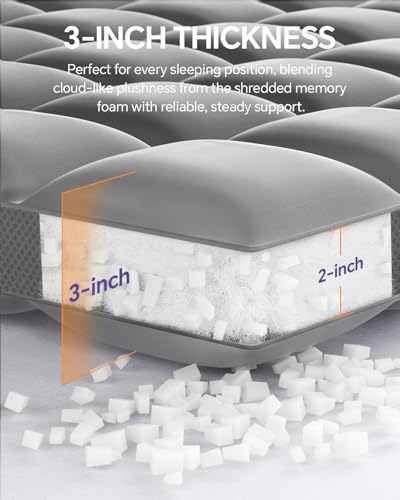 Image of ChiXpace Dual Layer 5 Inch Memory Foam Mattress Topper King - 3 Inch Pillow Top Mattress Pad and 2 Inch Gel Memory Foam, 7-Zone Egg Crate Mattress Topper (Gray)