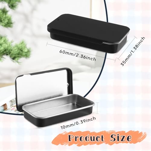 Image of Cositina 20 Pack Metal Slide Top Tin Containers Rectangular Small Tin Containers for Lip Balm Crafts Candies Jewelry Pills Storage - Black