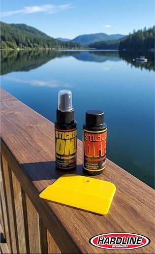 Image of Hardline Products USA Series 200 Factory Matched 3-Inch Boat Registration Kit - Solid Black - Complete 4-in-1 Marine Decal Set with Adhesive Remover & Application Fluid for Boats & PWCs