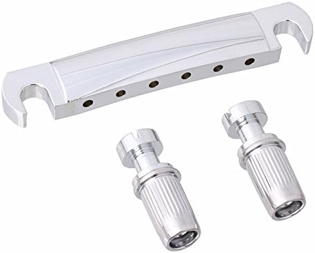 LYWS ABR-1 Style Tune-o-matic Tailpiece with Stop Bar for Gibson Les Paul Gear Guitar Replacement (Chrome)