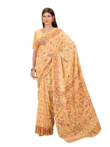 Image of Garden Vareli Summer Roganza Viscose Brasso Floral Print Saree with Unstitched Blouse Piece
