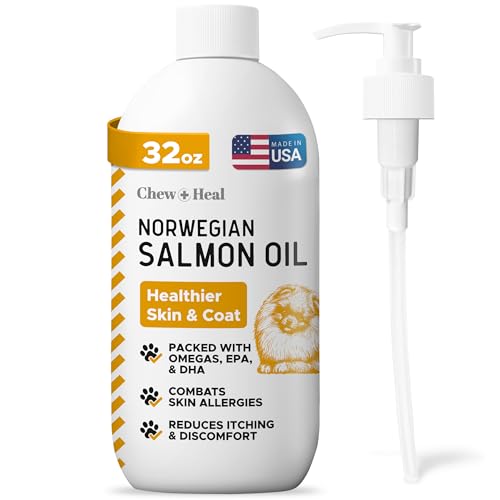 Salmon Oil for Dogs and Cats, 32 oz - Omega-Rich Supplement for Healthy Skin & Coat, Joint & Immune Support - All-Natural Fish Oil Liquid - Premium Pet Care, Made in USA