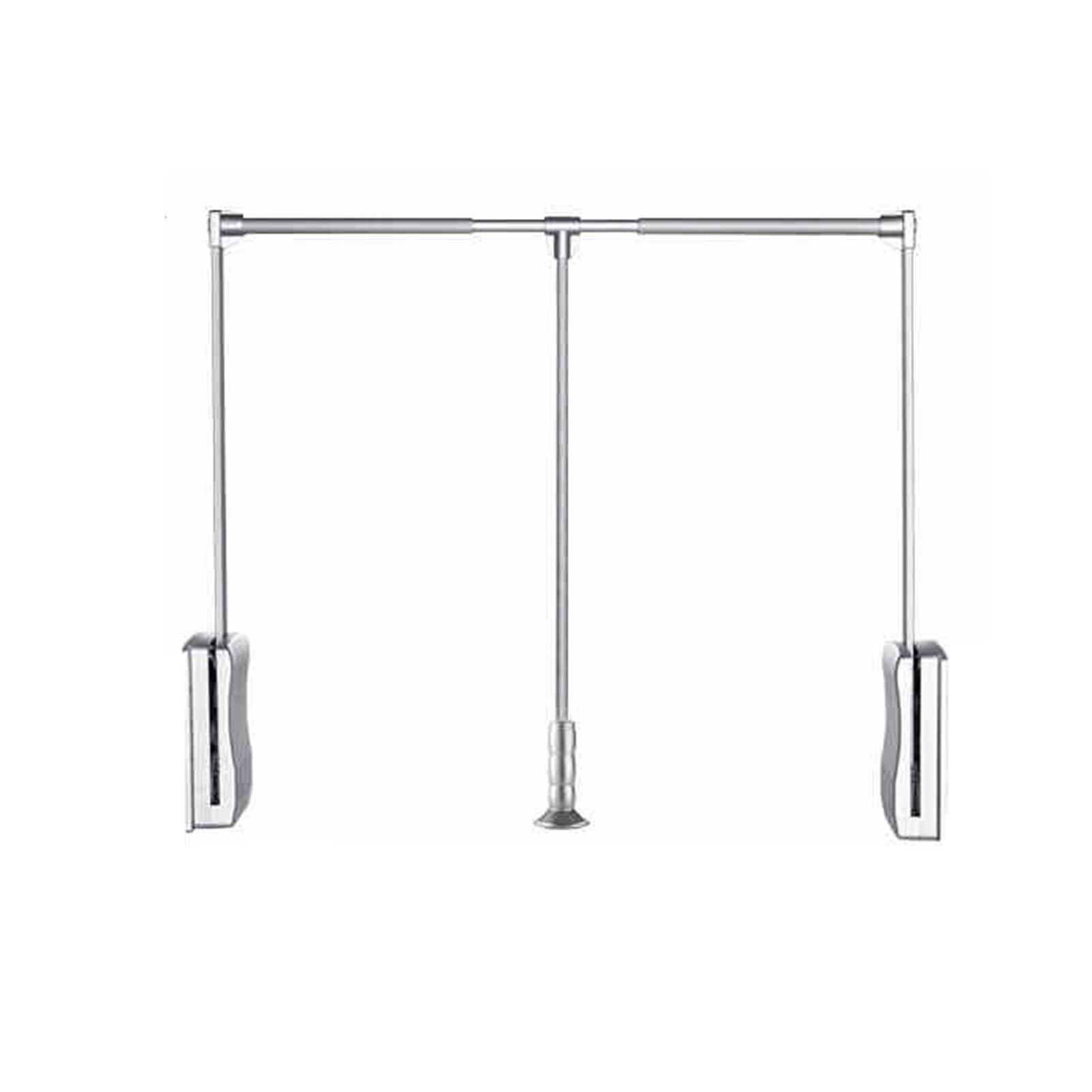 HTTGDGDH Heavy Duty Pull Down Closet Rod, Extendable Clothes Hanger With Pneumatic Buffer, 25Kg Load Capacity, Adjustable Wardrobe Clothes Rail,Silver-660-890mm