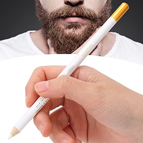 Penna Riempitiva per Barba Uomo, Riempitivo Professionale per Matita per Barba Dotato di Temperamatite per Modellare la Barba (Bianco)