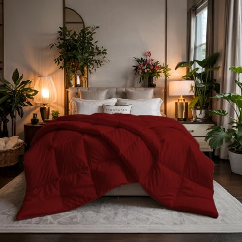 Image of Earthlycozy 500 GSM Premium Comforter - All-Season Down-Alternative, Lightweight, Breathable, Hypoallergenic and Machine Washable (Burgundy, Single)