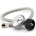 Omnarevo 3 Feet Braided Stainless Steel Propane Regulator Hose - QCC1 Connection, Compatible with Most LP Gas Grills, Heaters and Fire Pit Tables - 3/8" Female Flare Nut