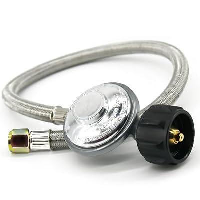 Omnarevo 3 Feet Braided Stainless Steel Propane Regulator Hose - QCC1 Connection, Compatible with Most LP Gas Grills, Heaters and Fire Pit Tables - 3/8" Female Flare Nut