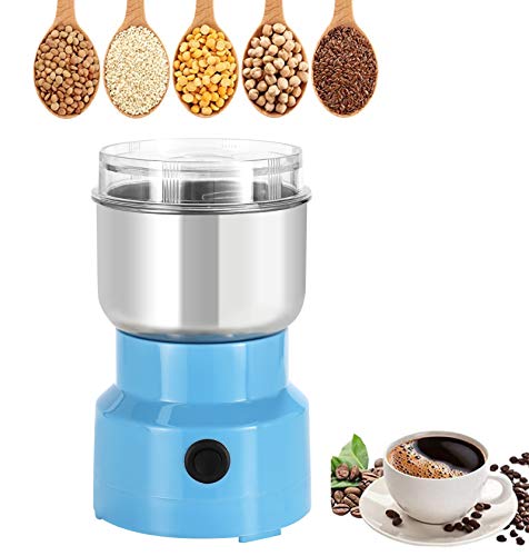 Moongiantgo Multifunction Smash Machine Portable Electric Grain Mill Grinder Household Stainless Steel Grain Spices Cereals Seasonings Coffee Bean Grinder Grinding Milling Machine Pulverizer Blue