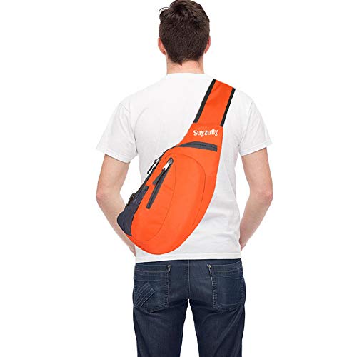 Suyzufly Men Women Foldable Sling Bags Shoulder Chest Backpack Crossbody Daypack For Cycling Walking Hiking Orange #TOP4