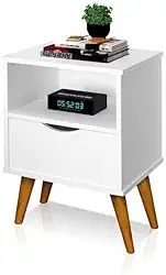 Mesa De Cabeceira 1 mesa Estilo Retrô Pés Em Madeira Maciça Grécia Branco