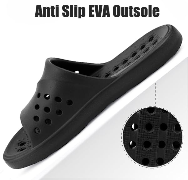Image of Shower Shoes for Womens Mens Slides | Quick Drying,with Arch Support,Beach Sandals,Non Slip,Summer,Bathroom,Indoor,Massage House Slippers,Drain Holes