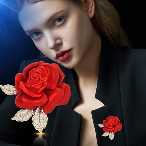 Image of Red Rose Flower Brooches and Pins for Women Costume Jewelry Brooch Pins Broches Jewelry for Women Elegant Lady Pin
