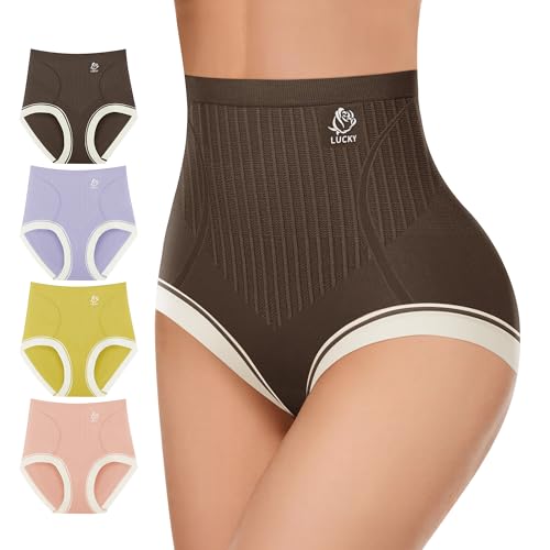 Women's High Waisted Underwear Tummy Control Ladies Panties Postpartum Briefs Breathable Full Coverage 4 Pack
