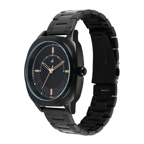 Image of Fastrack Stunners X Quartz Analog with Black Dial Black Stainless Steel Strap Watch for Men - 38161NM02