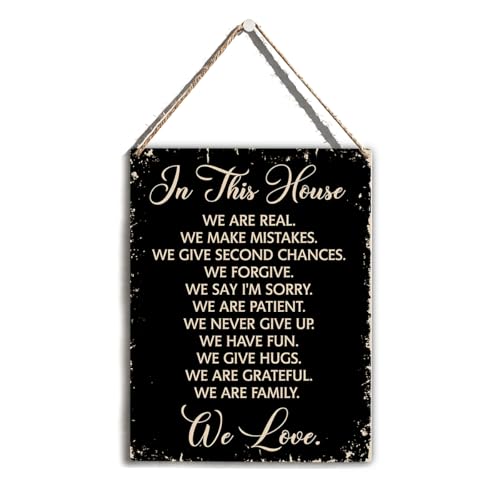 In This House Wooden Hanging Sign, House Rules Signs, Family Rules