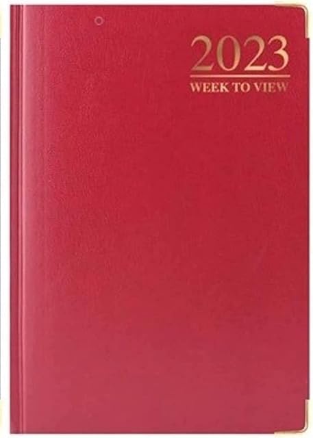 2023 A4 / A5 / A6 Day A Page DAP and Week To View WTV Diary Padded Hardback Gilt-Edge With Metal Corners For Student, Teacher, Home, Office, Business (A6 Week To View, Burgundy)