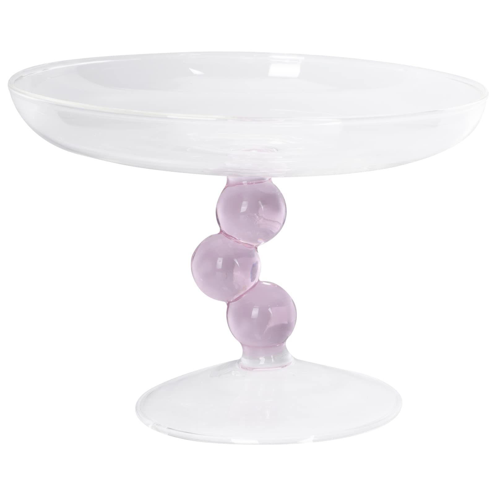 STOBOK Glass Dessert Plate Footed Clear Serving Bowls Crystal Fruit Dish Container Tablewares for Appetizer Desserts Candy Salad Snack Pink