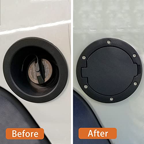 Fuel Filler Door Cover Gas Fuel Tank Cap Cover Black for 2007-2017 Jeep Wrangler JK & Unlimited 4-Door 2-Door (Aluminium)
