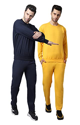 Image of Mack Jonney Fleece Solid Tracksuit Co-ord Set for Men (Pack of 2)-SW RN NVY RST LOWER NVY RST 04-P