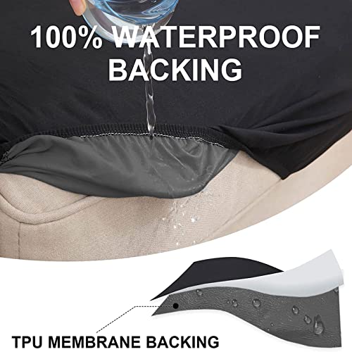 Hyha Waterproof Couch Cushion Covers, Replacement Chair/Sofa Cushion Covers, Stretch Sofa Seat Cushion Slipcovers, Soft Flexibility Couch Covers For Pets With Elastic Bottom (3 Packs, Black) #TOP1