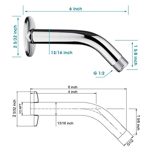 Bright Showers 6 Inch Shower Arm With Dual Shower Head Combo Set, Handheld Showerhead Rainfall Shower Head Combo, Chrome #TOP5