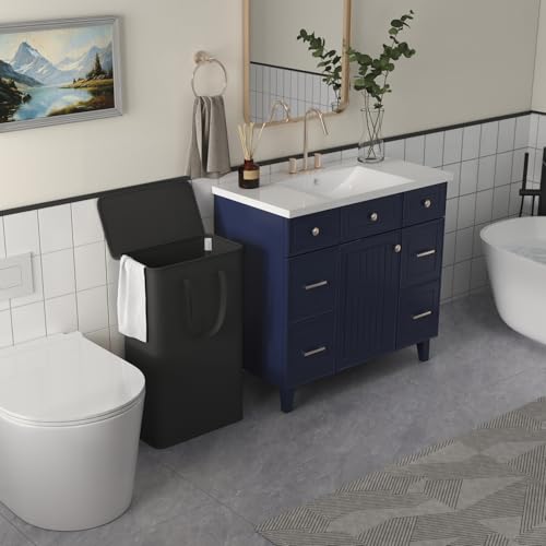 Lifewit 65L Slim Laundry Basket with Lid, Small Washing Basket, Narrow Foldable Laundry Bag with Handles, Thin Laundry Hamper Bin Storage for Bedroom Accessories, Black - Cosy Home Interiors Lifewit 65L Slim Laundry Basket with Lid, Small Washing Basket, Narrow Foldable Laundry Bag with Handles, Thin Laundry Hamper Bin Storage for Bedroom Accessories, Black - Image 7