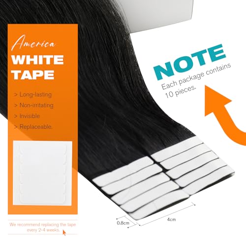 Image of Sunny Hair Tape in Hair Extensions Human Hair Jet Black 20in