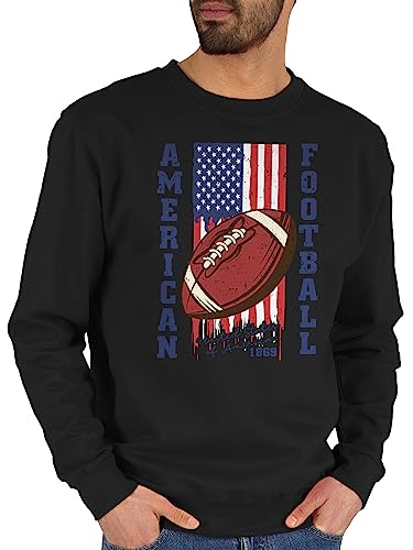Shirtracer Sweater Pullover Sweatshirt Herren Damen - Deko Superbowl Party - American Football Flagge - blau - XS - Schwarz - footballfans Herren-Sweatshirt Geschenke für Fans Geschenk amerikanische
