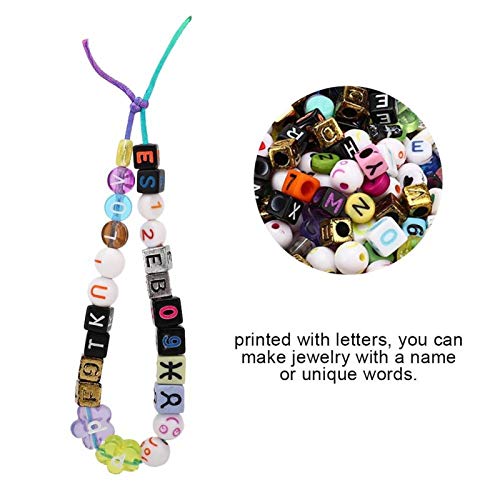 Contas de pulseira Kit de pulseira Contas de plástico, acessórios para fazer joias, chaveiros e brin