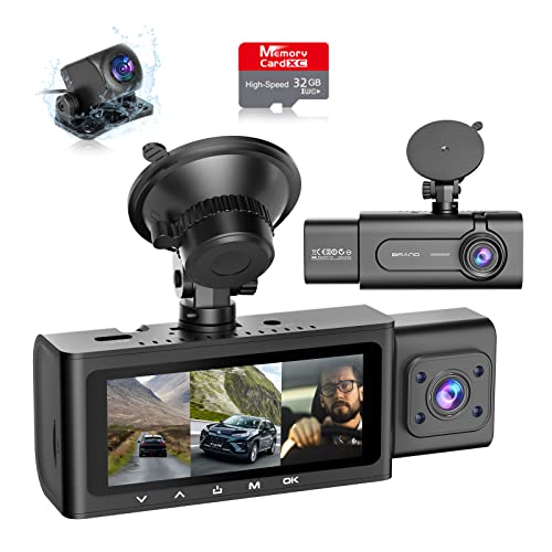 1080P Dual Dash Cam Front And Inside Car | IR Night Vision G-Sensor Loop Recording | 32GB SD Card Included