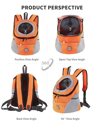 PETCUTE Hundetragerucksack,Verstellbarer Haustier Rucksack für Kleine Hunde und Katzen,Gepolsterter Schultergurt,Wasserdichter Boden,Atmungsaktiv,Haustier-Fronttasche mit Sicherheitshaken,zum Wandern