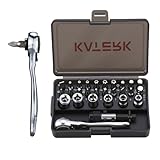 Katerk 28 Teiliges Magnet Schraubendreher Set,90°Versatz Ratschenschlüssel,Mini Ratschenschlüssel Set,Rechtwinkel Ratschenschraubendreher Set und Bits mit metrischem Steckschlüsselsatz für enge Räume
