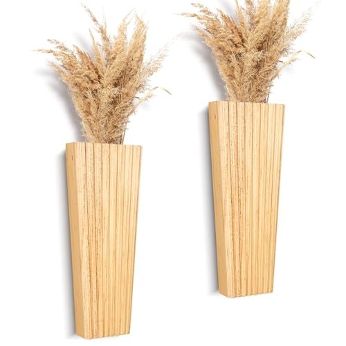 2PCS Wood Wall Planter for Indoor Plants, Wooden Hanging Planter