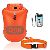 QDH Floating Dry Bags Waterproof Swim Buoys for Swimming Open Water and Safer Swim Training Dry Storage Bag with Phone Case Keeps Gear Dry for Kayaking, Rafting, Boating, Swimming, Hiking, Beach
