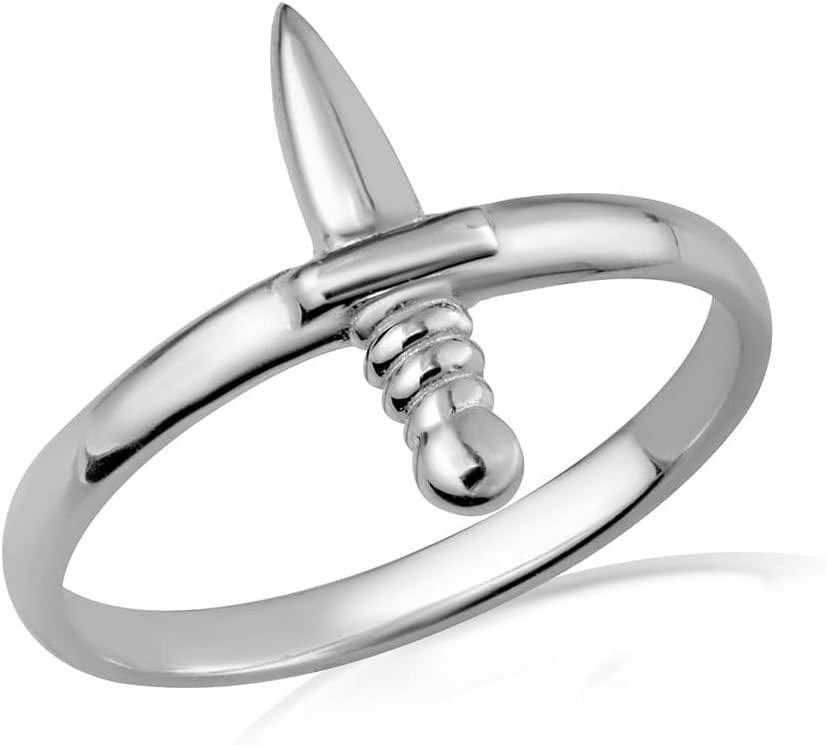 Polished 925 Sterling Silver 2.2mm Medieval Knife Dagger Sword Band Vintage Statement Ring for Women Girls, Available in Sizes 4-12
