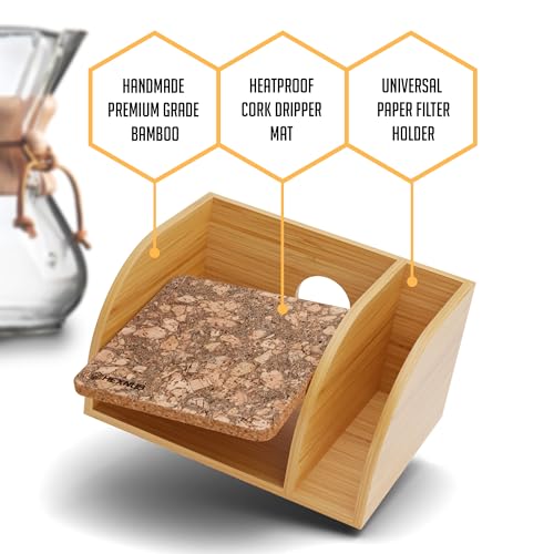 HEXNUB – Suporte de bambu para cafeteiras, suporte de bambu para Chemex, Bodum, jarros Cosori, tapet