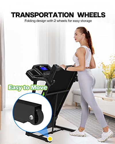 Fyc Folding Treadmill For Home With Incline 330Lb Weight Capacity 3.5Hp Portable Electric Treadmill With Bluetooth, 12 Preset Programs Exercise Running Machine Easy Assembly Green #TOP7
