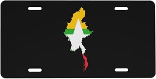 Flag Map of Burma Car Front Fake License Plate Decoration Vanity Label 6x12 Inch Front and Rear License Plates