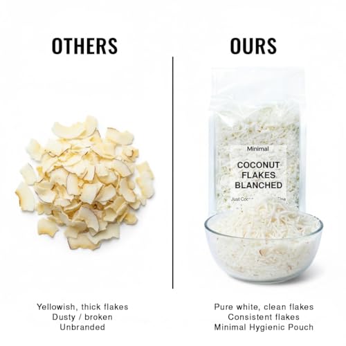 Image of Minimal Dried Natural Unsweetened Coconut Flakes - 1kg | Fresh & Crunchy | Ideal for Baking, Cooking, and Snacking