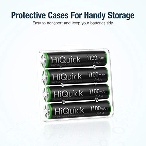 HiQuick Rechargeable Batteries AAA 1100mAh High Capacity Performance 1.2V, Per-charged Ni-MH AAA Solar Light Battery Pack of 4