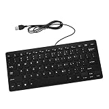 OEUVREBY Przewodowa mini klawiatura USB 78 klawiszy wyciszona klawiatura multimedialna do laptopa pulpitu
