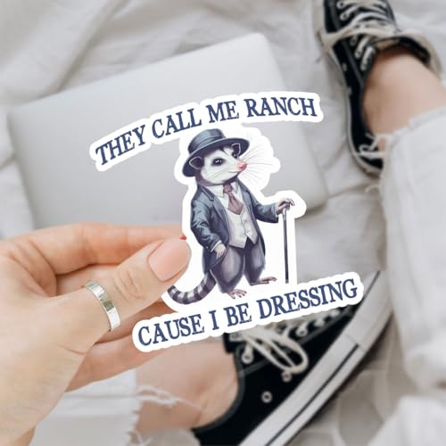 3 Pcs They Call Me Ranch Cause I Be Dressing Sticker, Ranch Dressing Gifts Funny, Possum Stickers, Gen Z Decal Stickers - Vinyl Sticker 3x3 for Water Bottles Laptop Phone Car Helmet Hard Hat