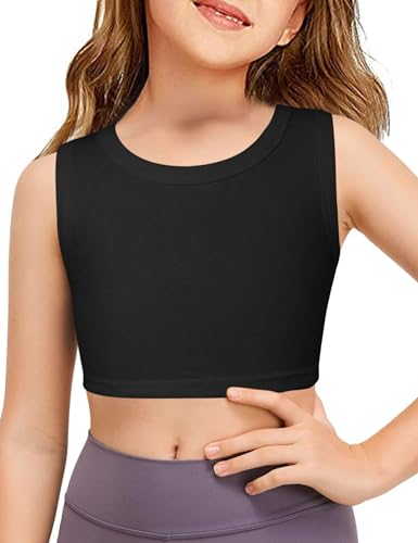 Image of Bingerlily Girls Cute Crop Tops Sleeveless Crew Neck Camis Shirts Casual Tanks for 4-13 Years