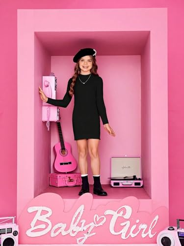 Floerns Girls Long Sleeve Mock Neck Rib Knit Fitted Pencil Dress3