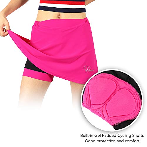 Shorts de ciclismo, Romacci Skort de ciclismo 2 em 1 feminino com calção de bicicleta de forro acolc