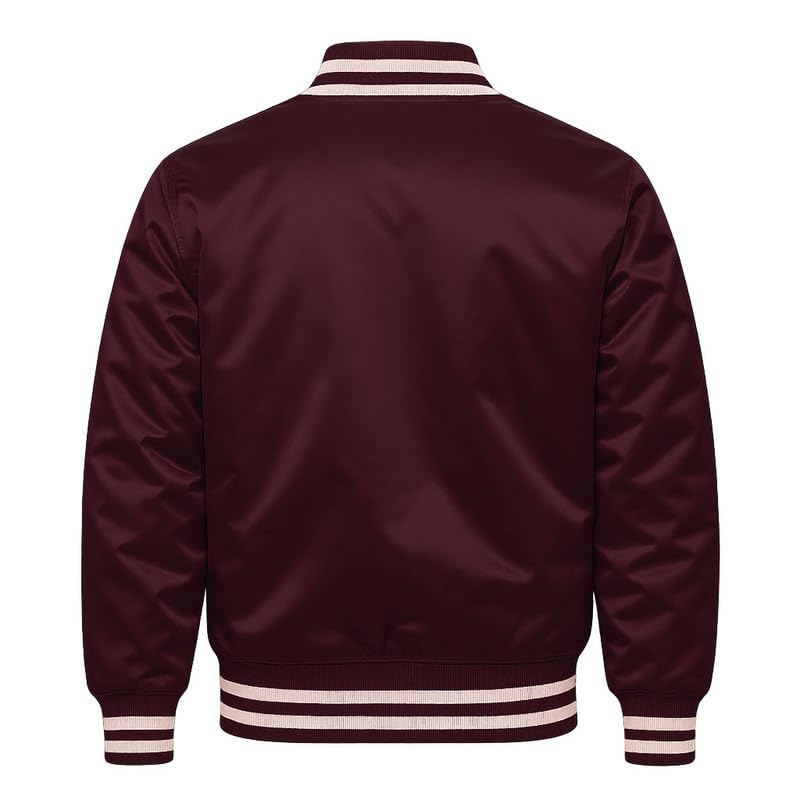 Women's Satin Varsity Bomber Jacket – Baseball College Letterman Style3