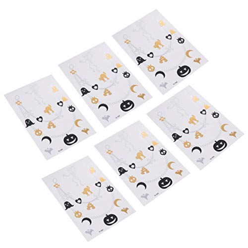 6Pcs Tatuagens Temporárias de Halloween Etiqueta de Tatuagem de Rosto de Abó Adesivos Noctilucentes